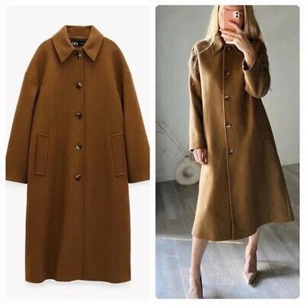 Zara Brown Long Wool Coat